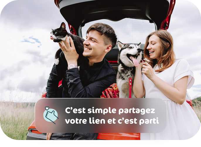 Un homme carressant son chien assuré chez Assur O'Poil et satisfaite de son remboursement